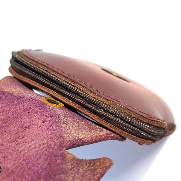 VINTAGE Leather Cat Coin Purse Hand painted, tooled  w/CLIP - Picture 5 of 7